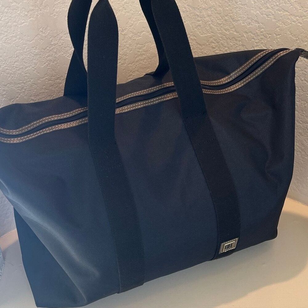 Dunhill Carry On Travel Bag Black Canvas Leather Trim Minimalist Weekender Tote